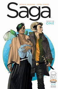 Saga by Brian K. Vaughan and Fiona Staples book cover