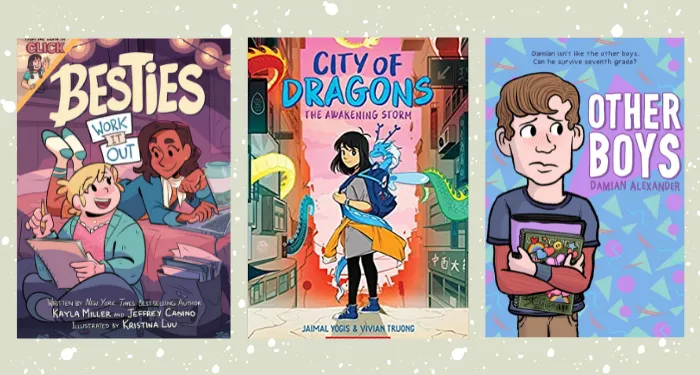 collage of three middle grade graphic novel covers