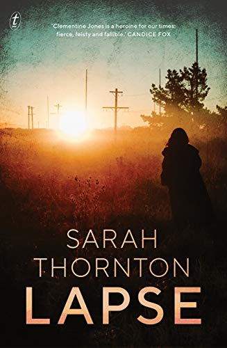 cover of Lapse by Sarah Thornton, a photo of the outline of a woman against the setting sun