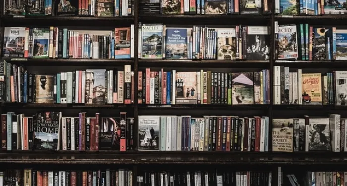 assorted books on a shelf