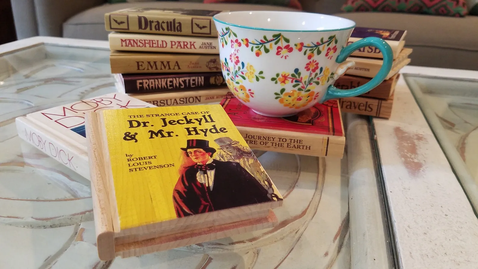 Book shaped wooden coasters from etsy