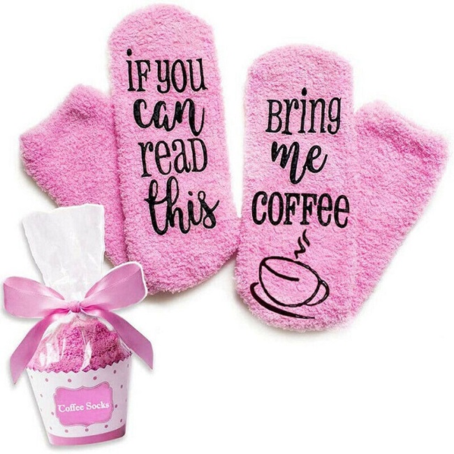 Pink Fun Socks with "If you can read this, bring me coffee"