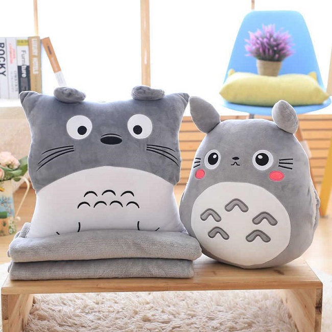 Totoro 3-in-1 Plush Blanket Pillow and Hand warmer