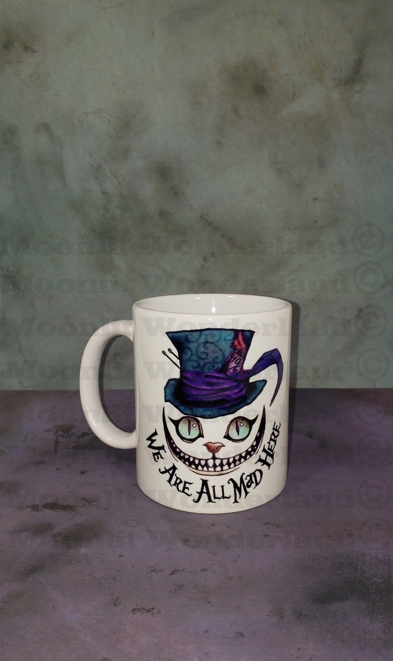 mad hatter cheshire cat mug