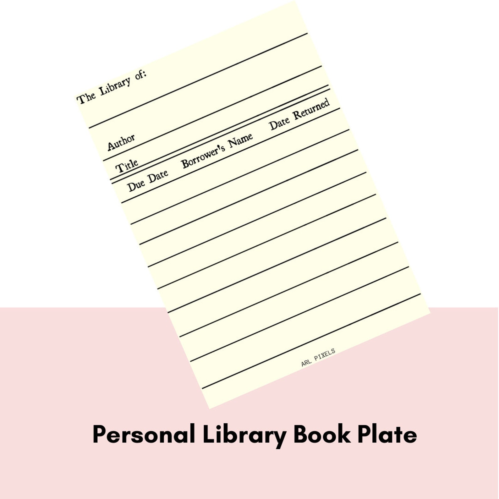 Image of a cream color library due date style book plate.