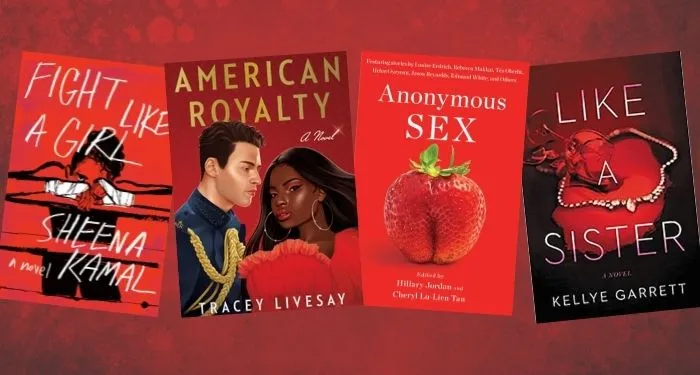collage of red book covers
