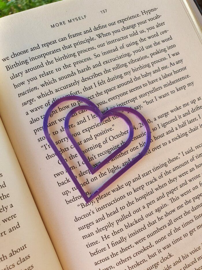 3D printed heart shaped bookmark