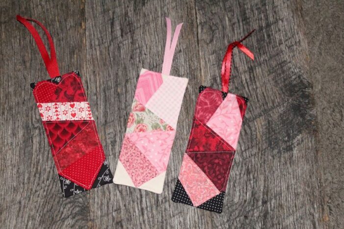 Quilted Valentine's Bookmarks