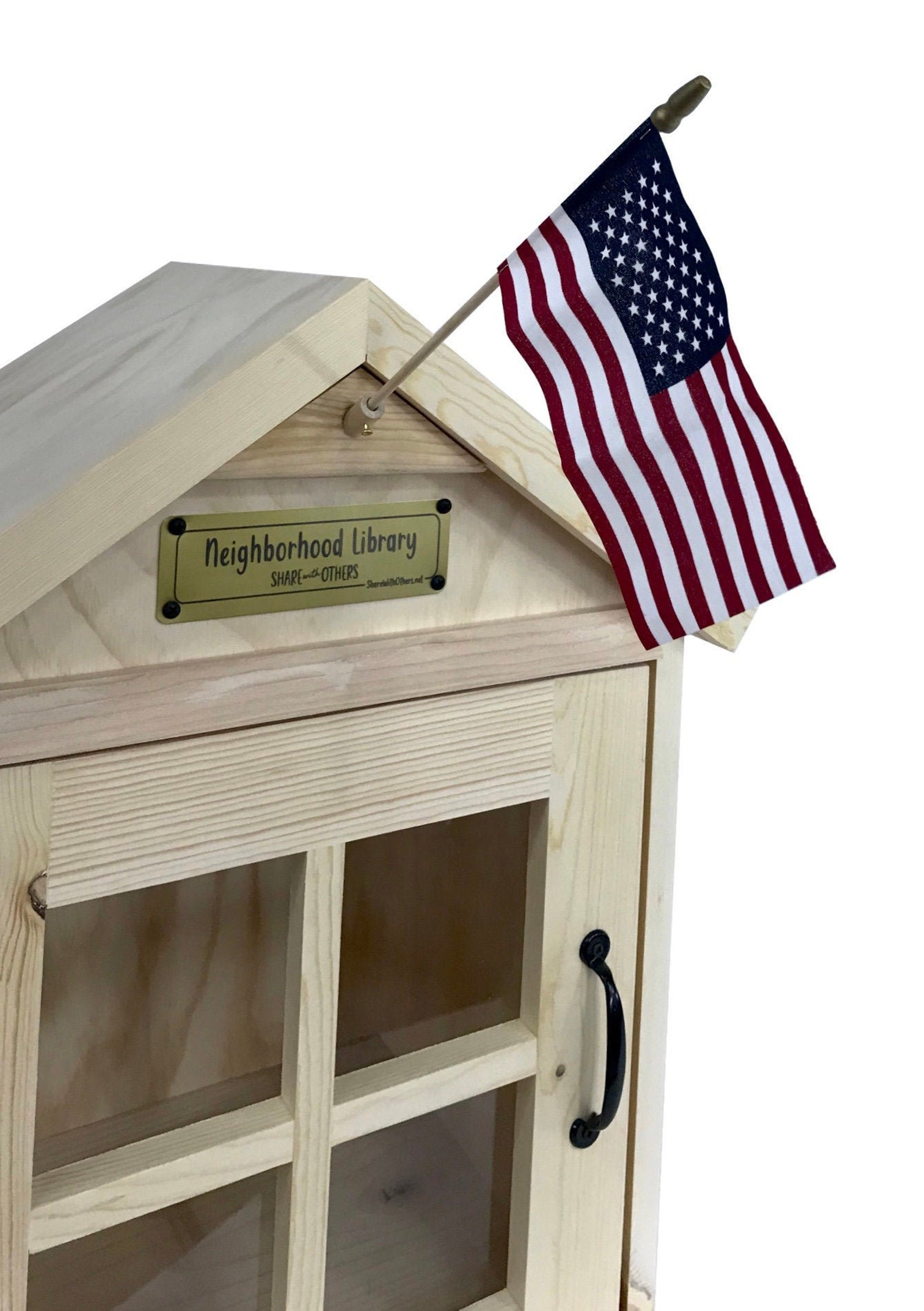Wooden LFL with a flag holder displaying a small American flag.