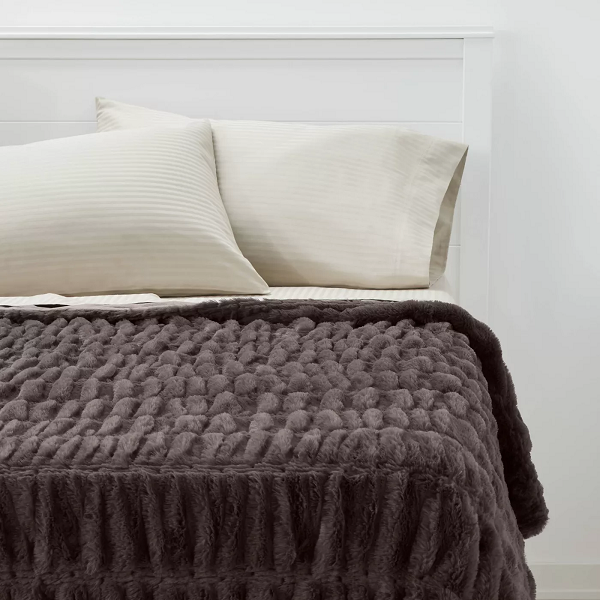 oversized faux-fur throw blanket