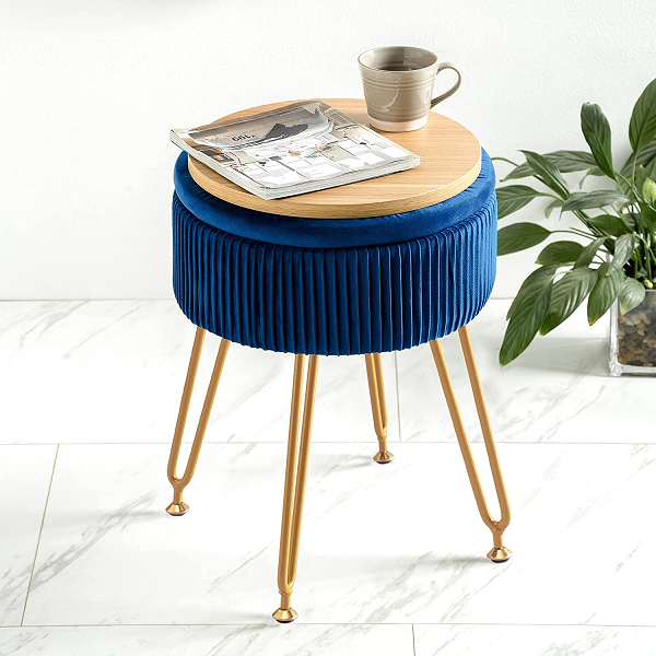 velvet storage ottoman