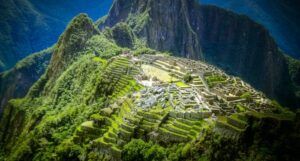 aerial photo of Machu Picchu