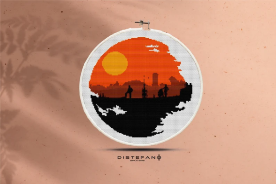 Star Wars cross stitch pattern Tatooine silhouette