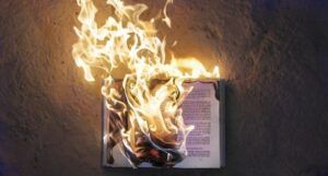 image of a book on fire