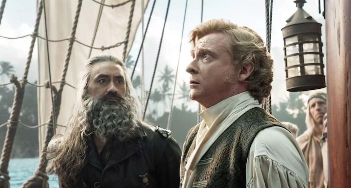 a still from Our Flag Means Death showing Blackbeard and The Gentleman Pirate