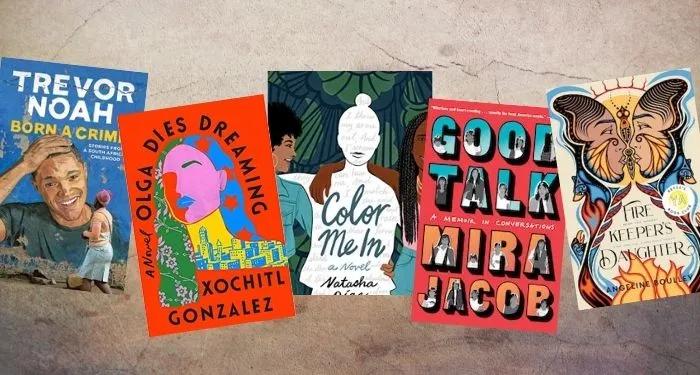 collage of five covers of books by and about people living between two cultures