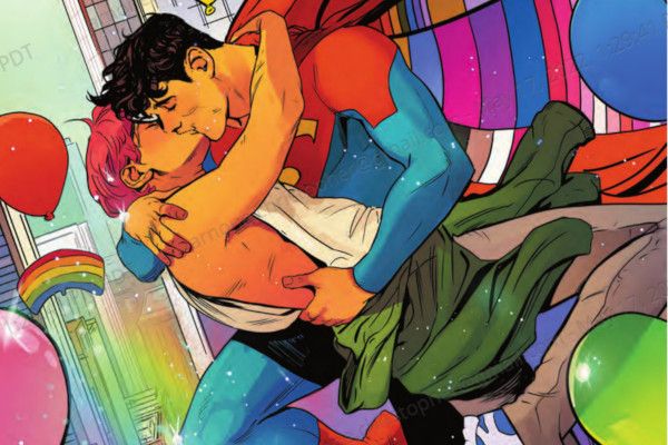 image of Jay and Superman kissing from DC Pride 2022 Anthology