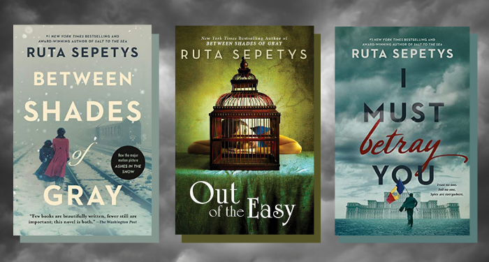 a collage of the Ruta Sepetys covers listed