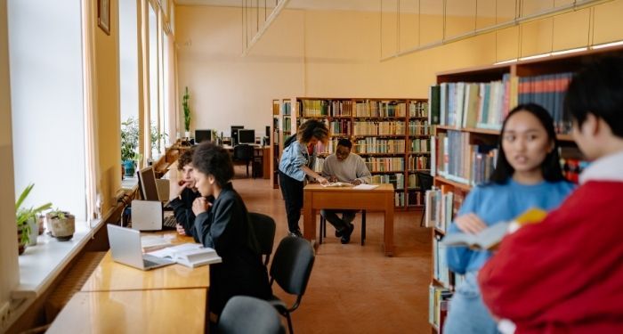 library with people