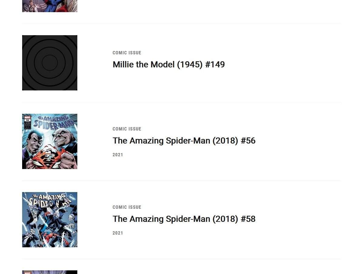 Author photo of marvel.com search engine results. Notably absent is the thing I actually searched for.