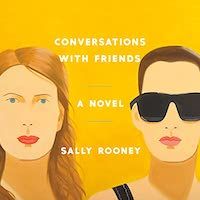 A graphic of the cover of Conversations with Friends by Sally Rooney