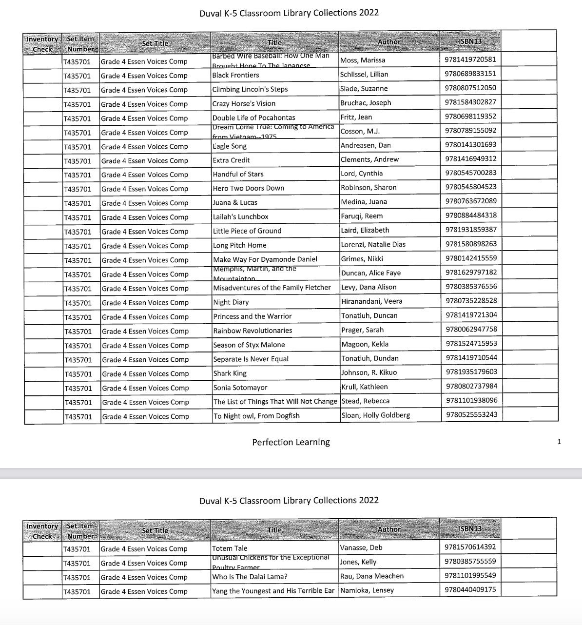 Titles removed from DCPS.