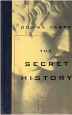original cover of the secret history, featuring close up of the face of a greek statue