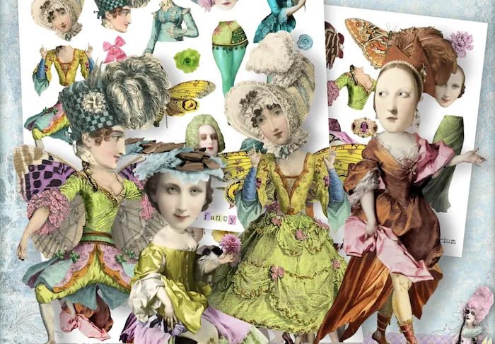 paper dolls collage sheet