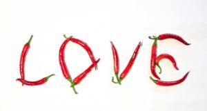 love spelled out in peppers