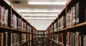 school library shelves