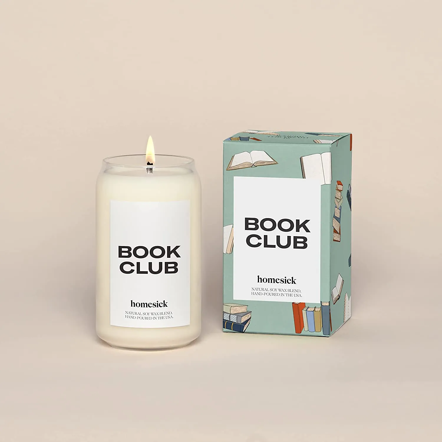Image of the book club candle from homesick. 