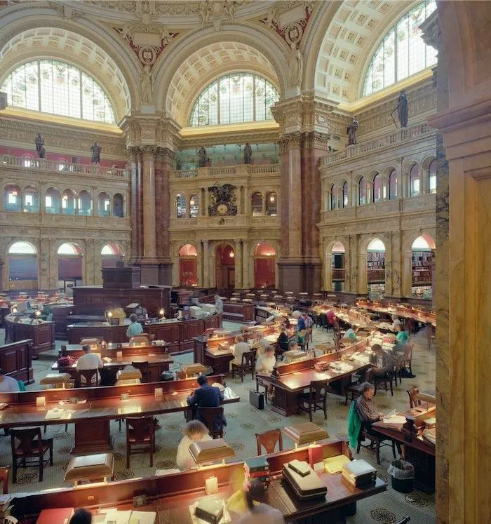image from inside the Library of Congress' main reading room