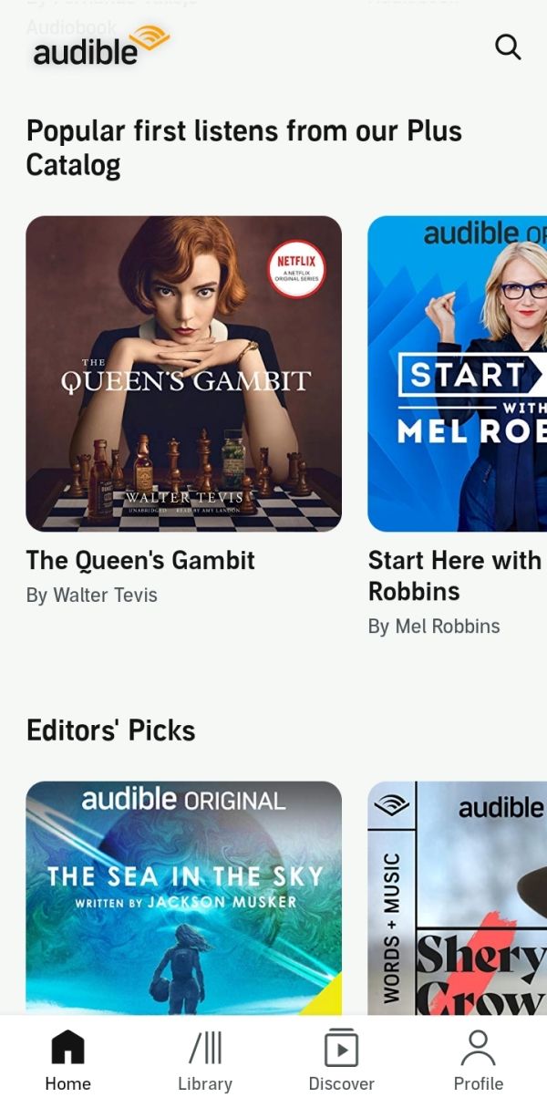 Audible Home Tab