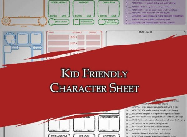 Kid-friendly D&D character sheet bundle graphic