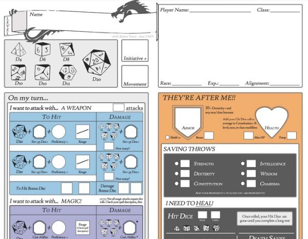 a graphic of a kid-friendly D&D character sheet