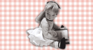 a black and white photo of a doll from the cover of The Lonely Doll by Dare Wright