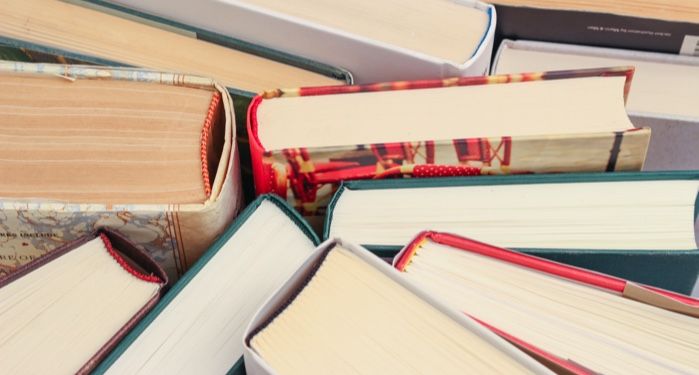 books standing upright