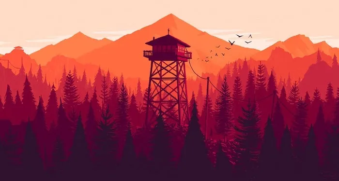 a scene showing the Firewatch tower