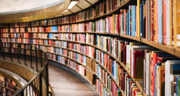 rounded library bookshelves