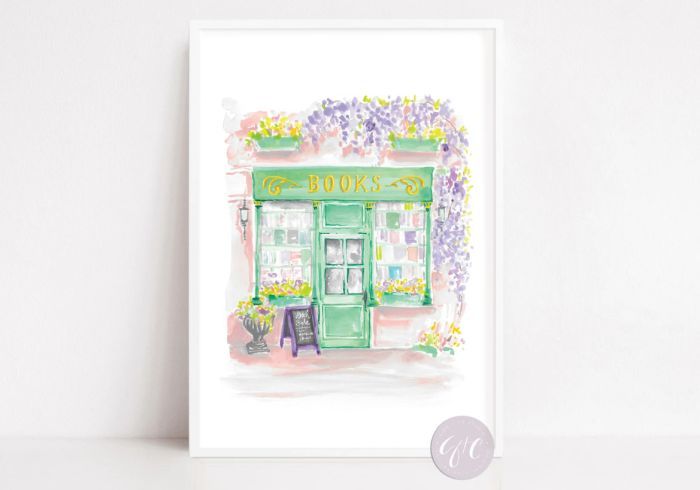 wisteria bookshop print