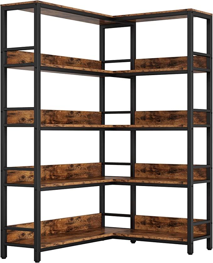 Industrial corner bookshelf