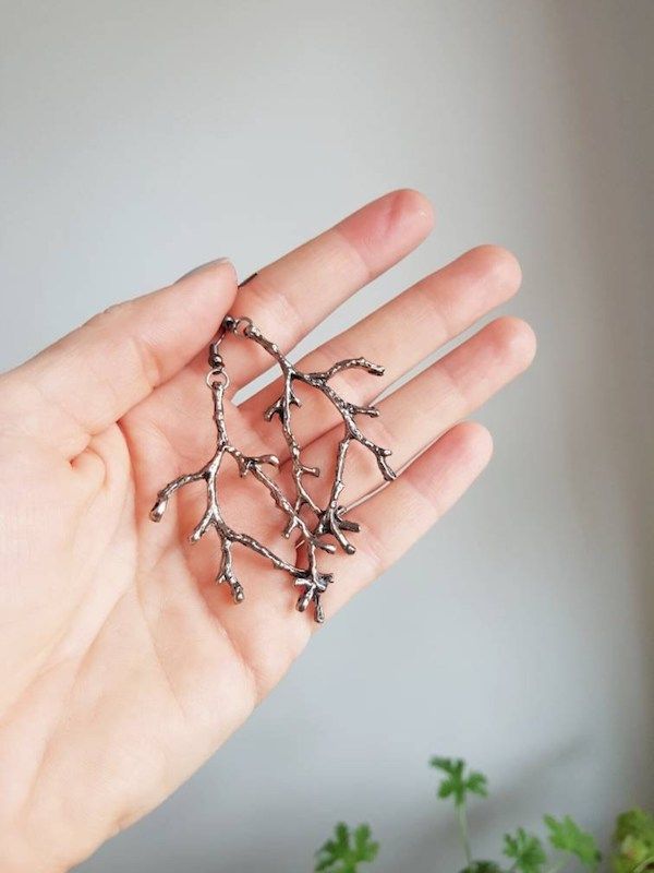 Silver twig earrings from Etsy.