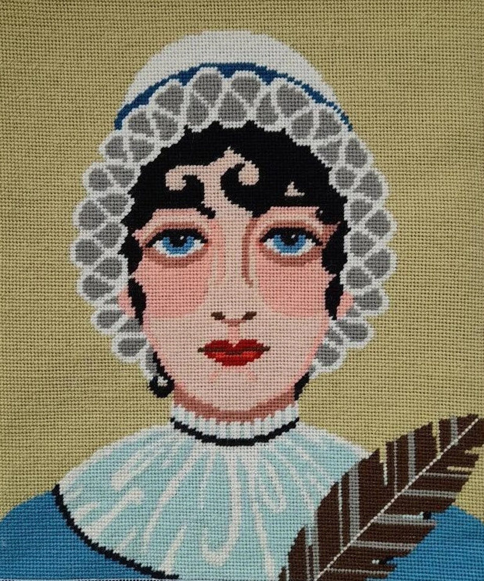 needlepoint jane austen portrait