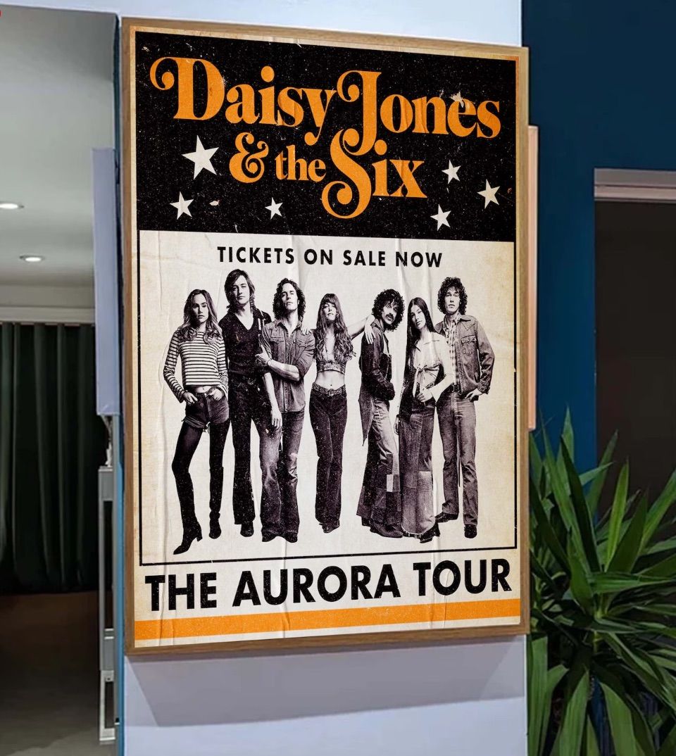 Image of a fake tour poster for Daisy Jones and the Six,