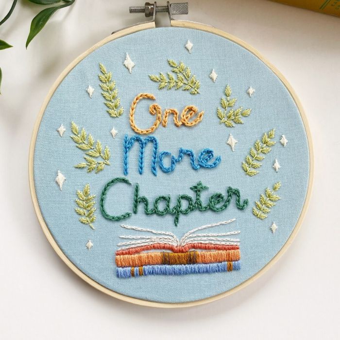 one more chapter embroidery pattern from flossandhoopshop