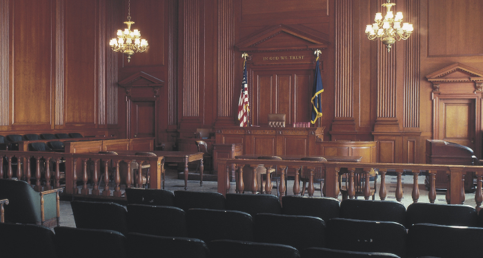 a photo of an empty courtroom