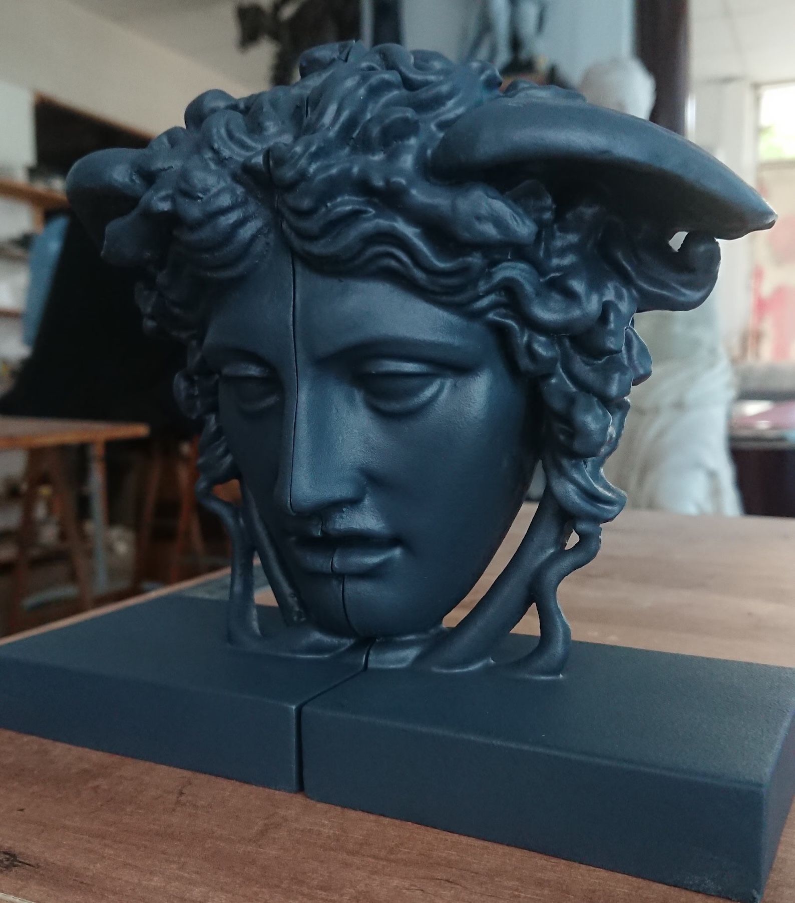 black Medusa head bookends