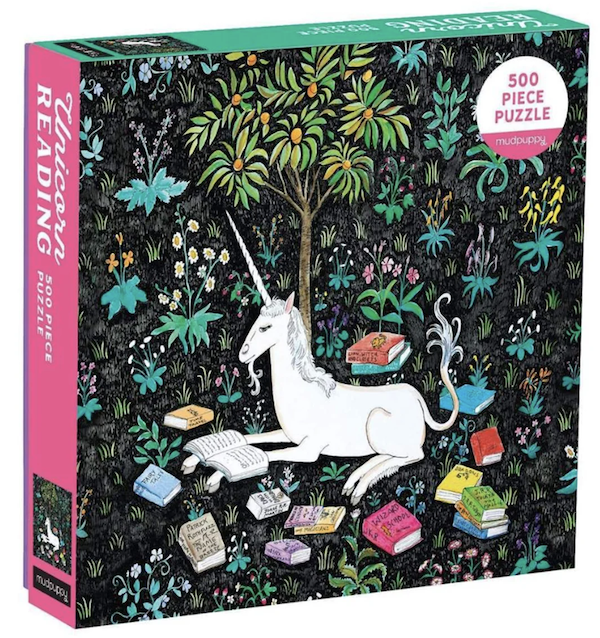 jigsaw puzzle of unicorn reading 