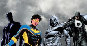 four comic book characters that are knockoffs of Batman: Black Noir, Nightwing, Moon Knight, and Midnighter