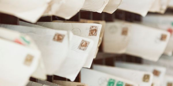 letters in a mail sorter